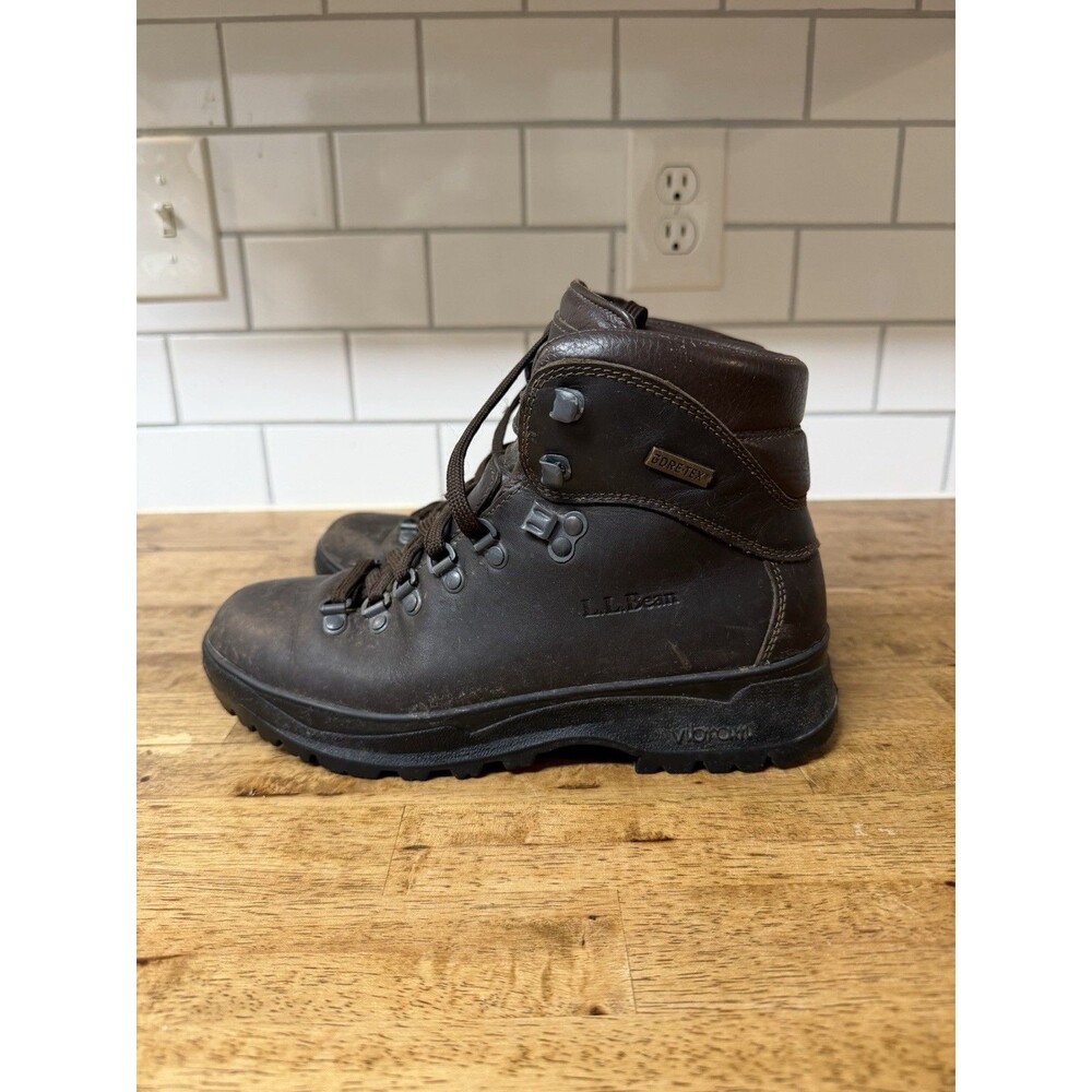 LL Bean Gore Tex Booties Brown Leather Ankle Boots Hiking Shoes Womens Size 8